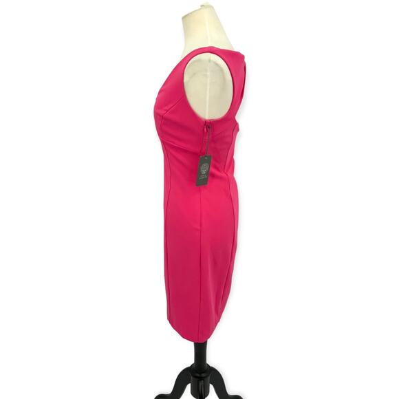 Vince Camuto Hot Pink Sleeveless V Neck Twist Back Dress Size 4 NWT - Picture 2 of 10